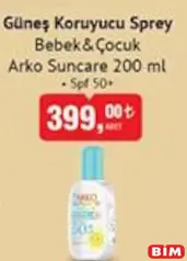 ARKO SUNCARE BEBEK VE ÇOCUK GÜNEŞ KORUYUCU SPREY 200 ML